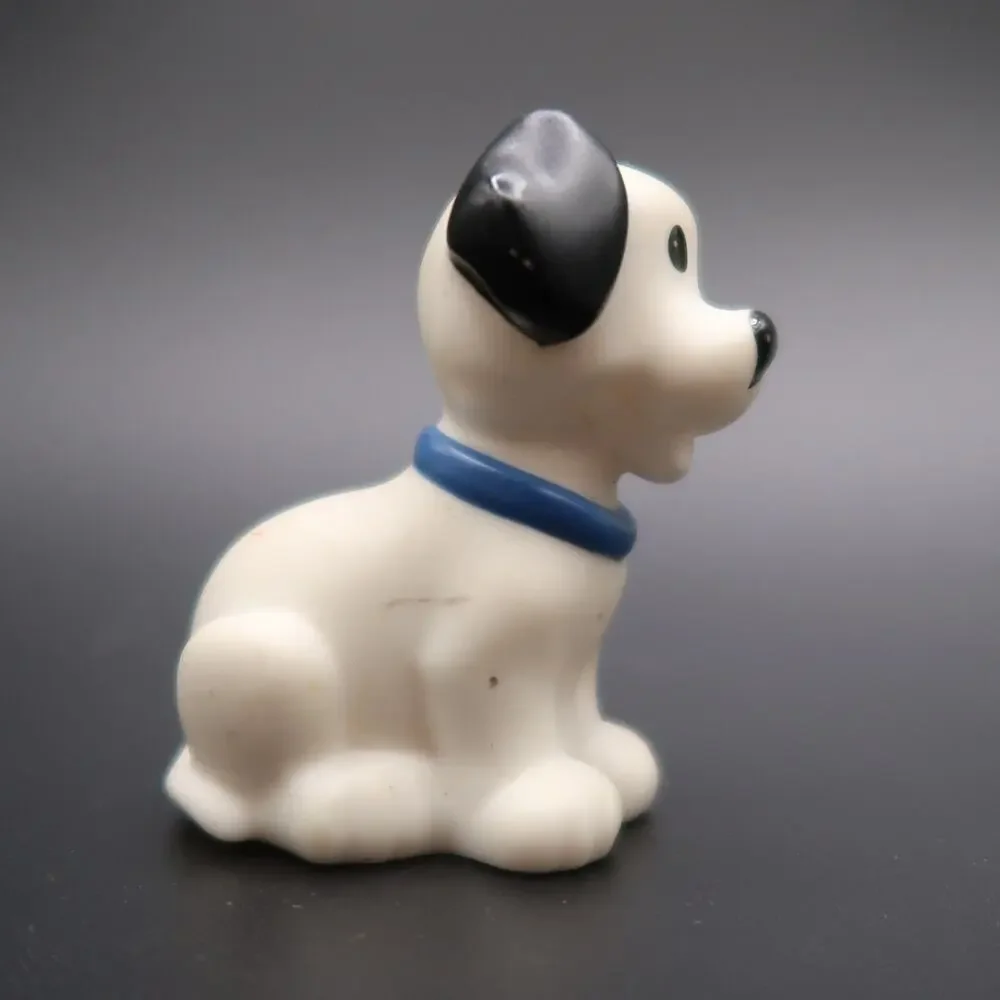 Fisher Price Little People Black and White Dog Puppy Replacement Blue Collar Pet